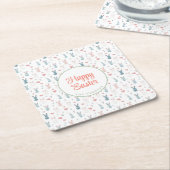 バニーとエッグのフローラ スクエアペーパーコースター (アングル)