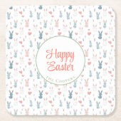 バニーとエッグのフローラ スクエアペーパーコースター (正面)
