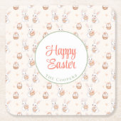 バニーとエッグのフローラ スクエアペーパーコースター (正面)