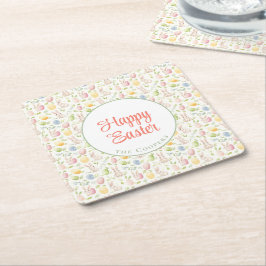 バニーとエッグのフローラ スクエアペーパーコースター