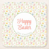 バニーとエッグのフローラ スクエアペーパーコースター (正面)