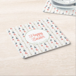 バニーとエッグベージュ スクエアペーパーコースター