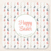 バニーとエッグベージュ スクエアペーパーコースター (正面)