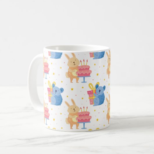 バニーとコアラが子どもの誕生パーティーに参加 コーヒーマグカップ (正面左)