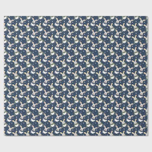 バニーとスノーフレークを使用したクリスマスラッピング紙 ラッピングペーパー (フラット)