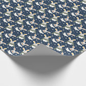 バニーとスノーフレークを使用したクリスマスラッピング紙 ラッピングペーパー (角)