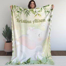 バニーとゾウの子供の毛布 フリースブランケット