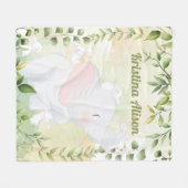 バニーとゾウの子供の毛布 フリースブランケット (正面(横))