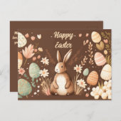 バニーとチョコレート色のイースターポストカード ポストカード (正面/裏面)