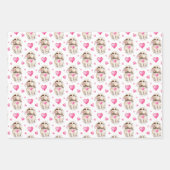 バニーとハートラッピング紙セット3 ラッピングペーパーシート (正面)