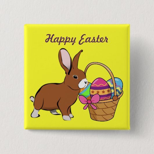 バニーとバスケットボタンピン 缶バッジ (正面)