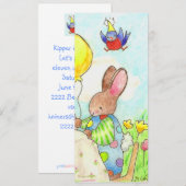 バニーとバルーンの誕生日招待状 招待状 (正面/裏面)