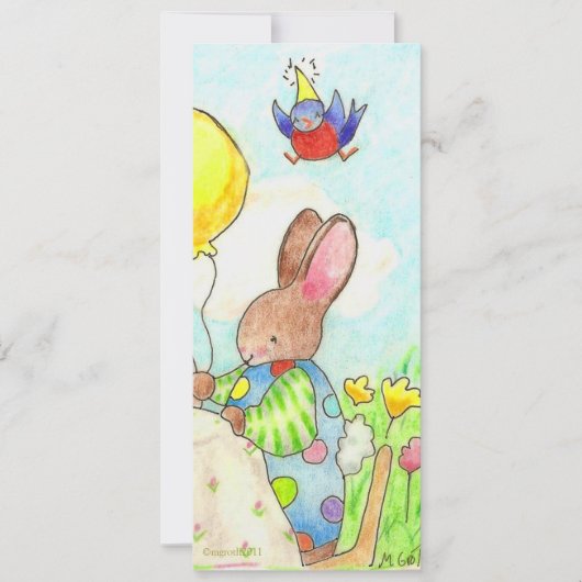 バニーとバルーンの誕生日招待状 招待状 (正面)