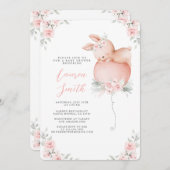 バニーとバルーンベビーシャワーガール招待状 招待状 (正面/裏面)