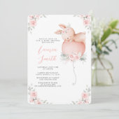 バニーとバルーンベビーシャワーガール招待状 招待状 (スタンド正面)