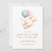 バニーとバルーン性別リビールパーティー招待状 招待状 (正面)