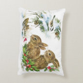 バニーとバードク楽しむリスマスノー アクセントクッション (裏面(縦))
