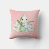 バニーとピンクのテクスチャの背景 クッション (裏面)