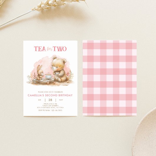 バニーとベアーティーのための2パーティの招待状 招待状