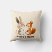 バニーとリスの森の友人 | キッズルーム クッション (裏面)