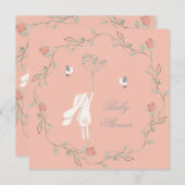 バニーとリースベビーシャワー 招待状 (正面/裏面)