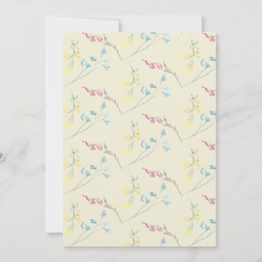 バニーとワイルドフラワーベビーカラフルシャワー 招待状 (裏面)