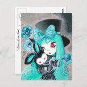バニーと一緒に楽しめるゴシック風の少女 ポストカード (正面/裏面)