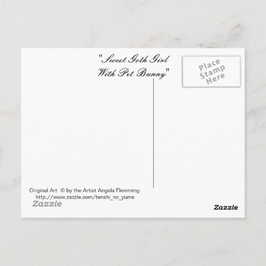 バニーと一緒に楽しめるゴシック風の少女 ポストカード (裏面)