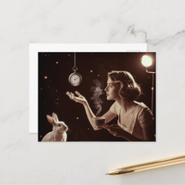 バニーと一緒に超現実的なお茶 ポストカード