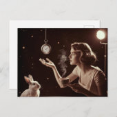 バニーと一緒に超現実的なお茶 ポストカード (正面/裏面)