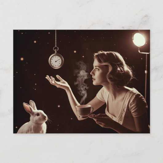 バニーと一緒に超現実的なお茶 ポストカード (正面)