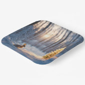 バニーと冬のクリスマスツリー ペーパープレート (傾斜あり)