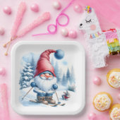 バニーと冬格言スキー ペーパープレート (パーティー)