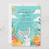 バニーと卵イースターブルーブランチと卵狩り 招待状 (正面)