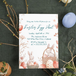 バニーと卵バスケットのイースターエッグ狩り 招待状