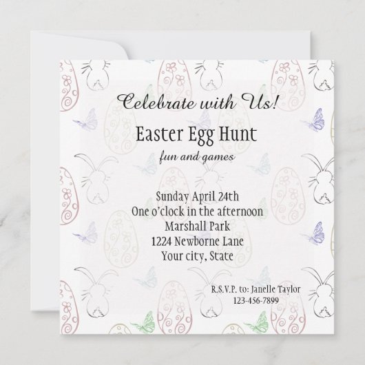 バニーと卵 招待状 (裏面)