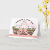 バニーと友達素晴らしのためのイースターカード カード (黄色い花)