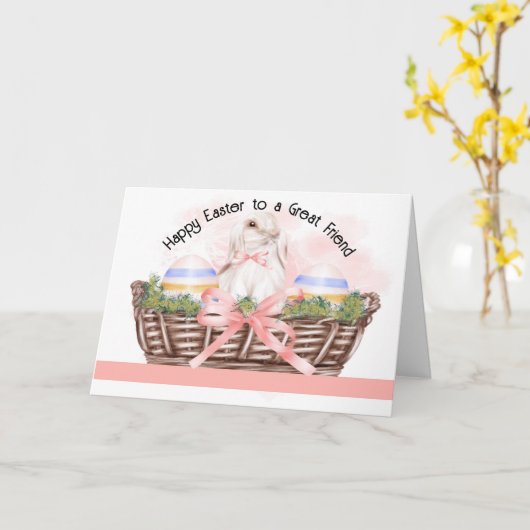 バニーと友達素晴らしのためのイースターカード カード (黄色い花)