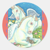 バニーと子馬エンジェル、ウィムシーイースタースティッカーシート ラウンドシール (正面)