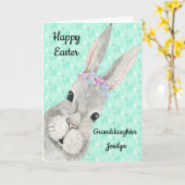 バニーと孫娘のためのイースターカード カード (黄色い花)