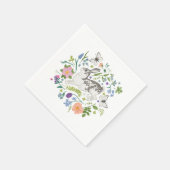 バニーと春の花 スタンダードカクテルナプキン (角)