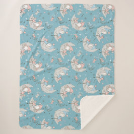 バニーと月の上で眠る可愛い少女 シェルパブランケット