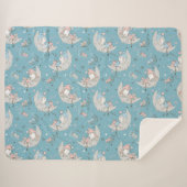 バニーと月の上で眠る可愛い少女 シェルパブランケット (正面(横))