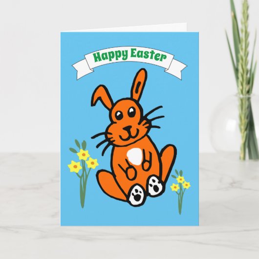 バニーと水仙のイースターカード カード (正面)