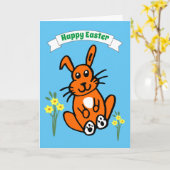 バニーと水仙のイースターカード カード (黄色い花)