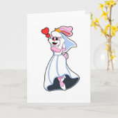 バニーと結婚のドレス&クラウン カード (黄色い花)