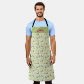 バニーと緑のかわいいイースターエプロンパーソナライズされた エプロン (着用した状態)