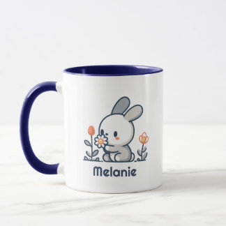 バニーと花のカスタマイズ可能なマグカップ マグカップ