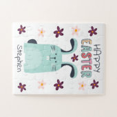 バニーと花を持つイースターパズル 子供へ ジグソーパズル (横)