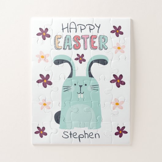 バニーと花を持つイースターパズル 子供へ ジグソーパズル (縦)